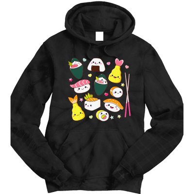 Sushi Anime Kawaii Set Japanese Food Lover  Tie Dye Hoodie