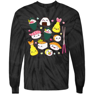 Sushi Anime Kawaii Set Japanese Food Lover  Tie-Dye Long Sleeve Shirt