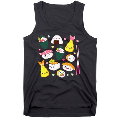 Sushi Anime Kawaii Set Japanese Food Lover  Tank Top