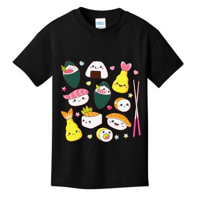 Sushi Anime Kawaii Set Japanese Food Lover  Kids T-Shirt