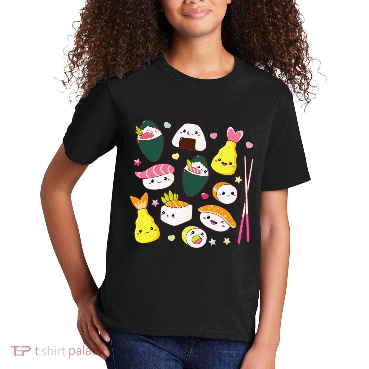 Sushi Anime Kawaii Set Japanese Food Lover  Kids T-Shirt