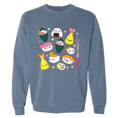 Sushi Anime Kawaii Set Japanese Food Lover  Garment-Dyed Sweatshirt