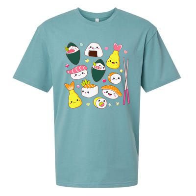 Sushi Anime Kawaii Set Japanese Food Lover  Sueded Cloud Jersey T-Shirt