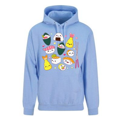 Sushi Anime Kawaii Set Japanese Food Lover  Unisex Surf Hoodie