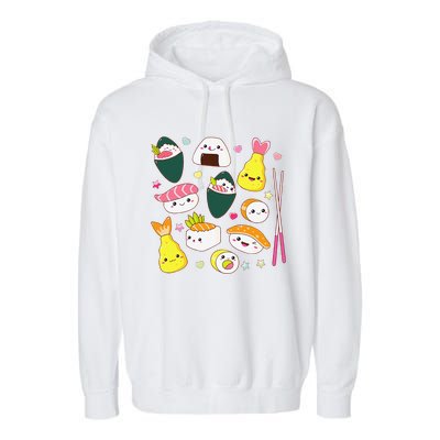 Sushi Anime Kawaii Set Japanese Food Lover  Garment-Dyed Fleece Hoodie