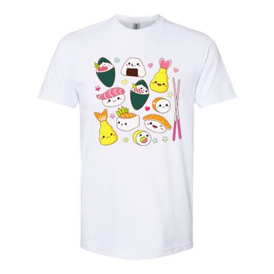 Sushi Anime Kawaii Set Japanese Food Lover  Softstyle CVC T-Shirt