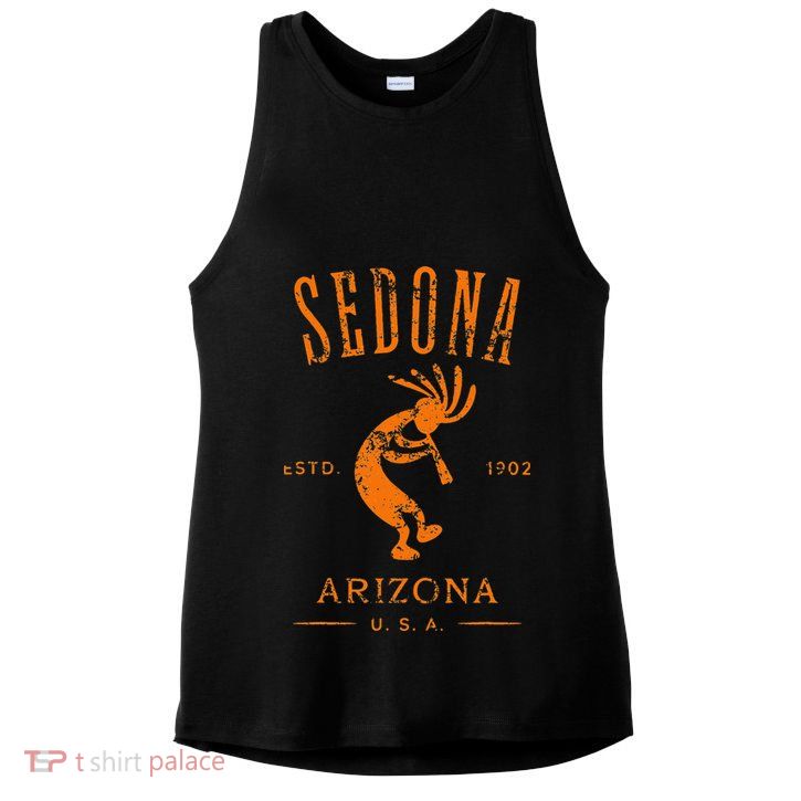 Sedona Arizona Kokopelli Souvenir Distressed Design Ladies PosiCharge Tri-Blend Wicking Tank