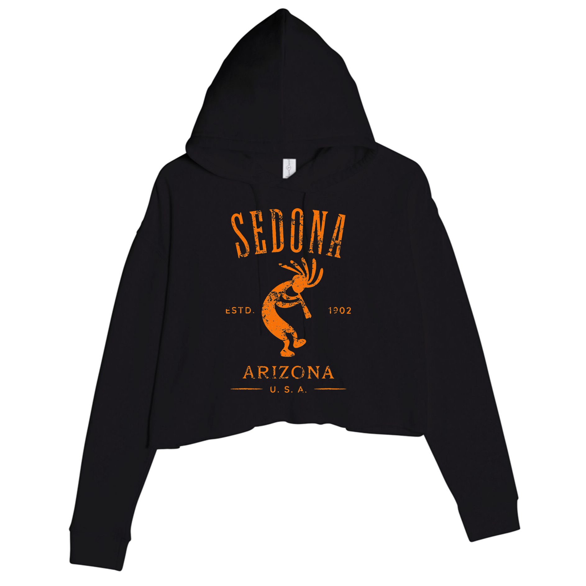 Sedona Arizona Kokopelli Souvenir Distressed Design Crop Fleece Hoodie
