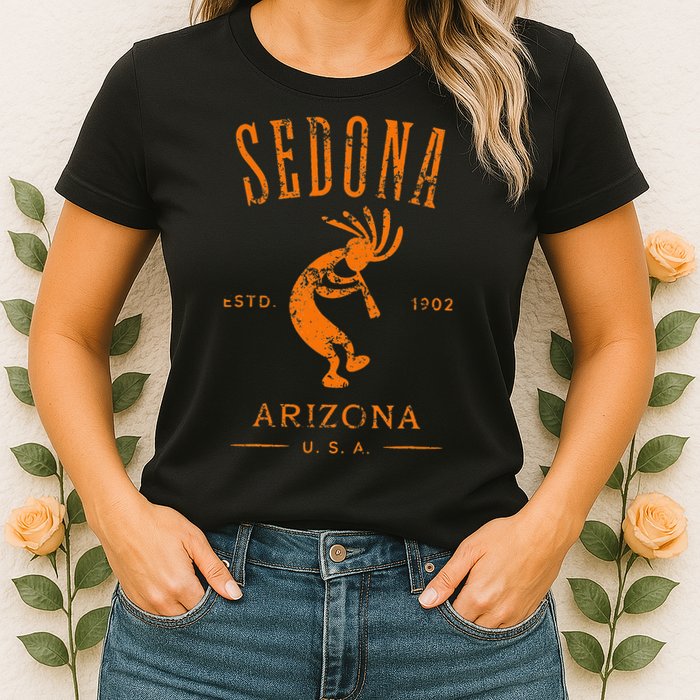 Sedona Arizona Kokopelli Souvenir Distressed Design Womens T-Shirt