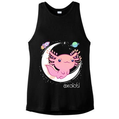 Space Axolotl Kawaii  Pastel Goth  Japan Anime Comic Ladies PosiCharge Tri-Blend Wicking Tank