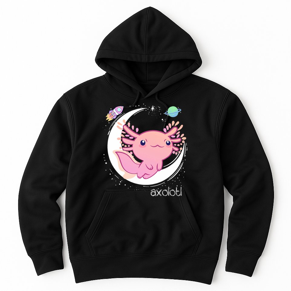 Space Axolotl Kawaii  Pastel Goth  Japan Anime Comic Hoodie