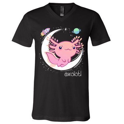 Space Axolotl Kawaii  Pastel Goth  Japan Anime Comic V-Neck T-Shirt