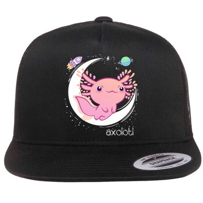 Space Axolotl Kawaii  Pastel Goth  Japan Anime Comic Flat Bill Trucker Hat