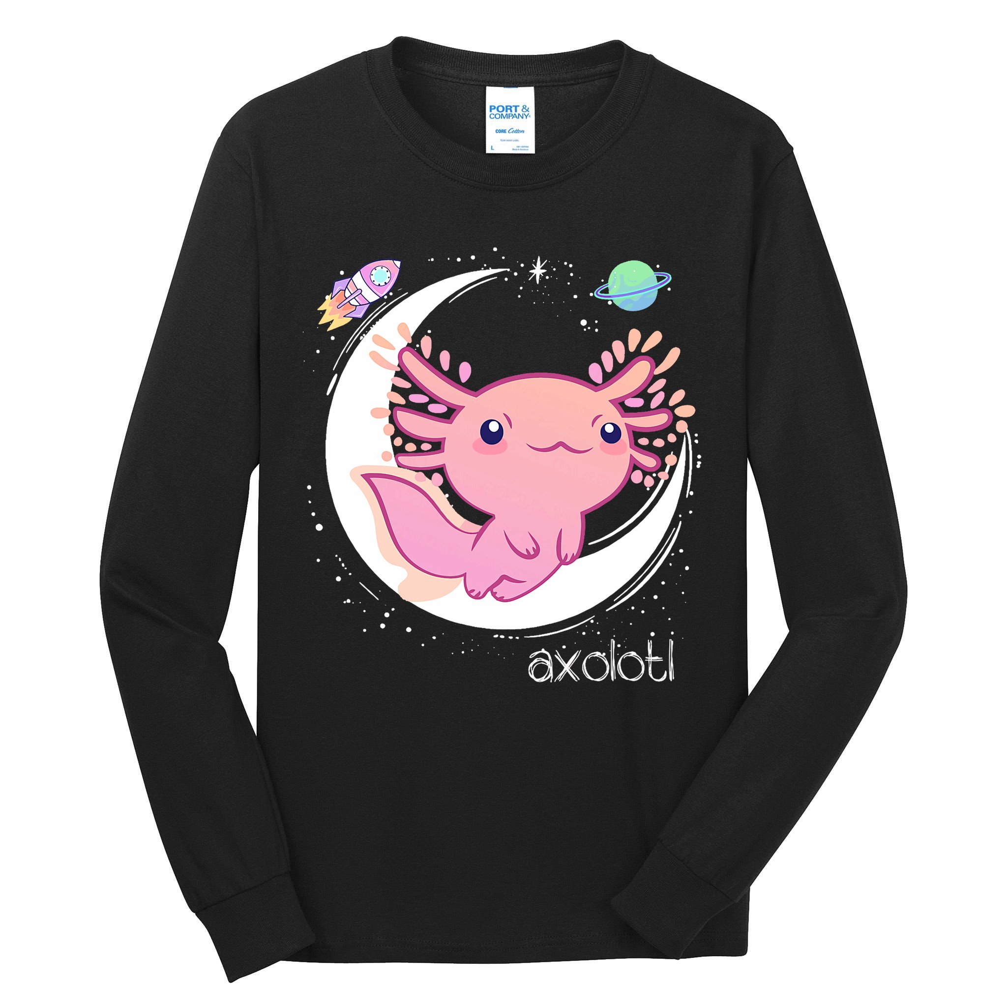 Space Axolotl Kawaii  Pastel Goth  Japan Anime Comic Tall Long Sleeve T-Shirt