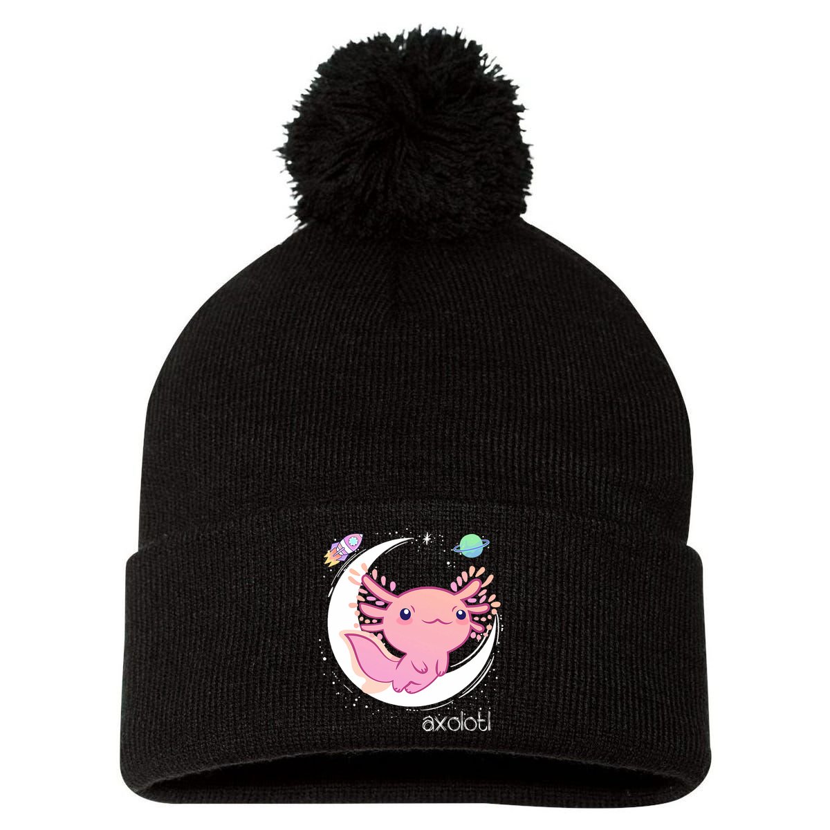 Space Axolotl Kawaii  Pastel Goth  Japan Anime Comic Pom Pom 12in Knit Beanie