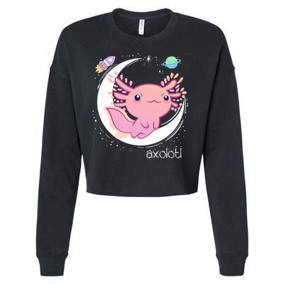 Space Axolotl Kawaii  Pastel Goth  Japan Anime Comic Cropped Pullover Crew