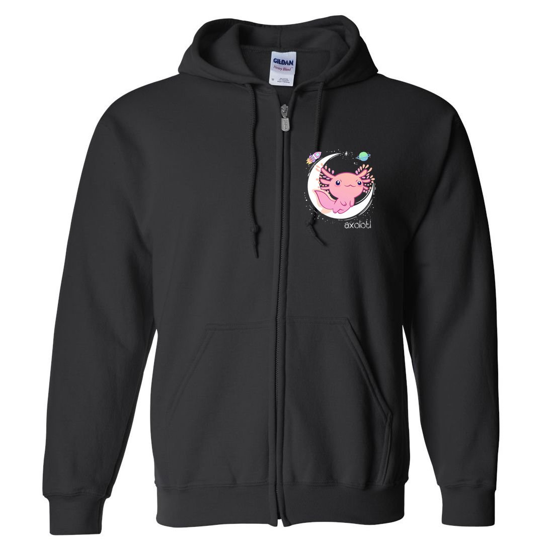 Space Axolotl Kawaii  Pastel Goth  Japan Anime Comic Full Zip Hoodie