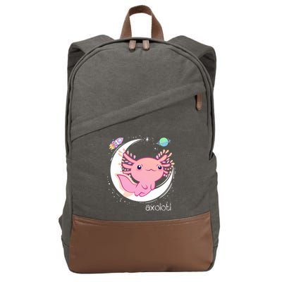 Space Axolotl Kawaii  Pastel Goth  Japan Anime Comic Cotton Canvas Backpack