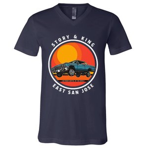 Story And King East San Jose Low Rider Capital Of The World V-Neck T-Shirt