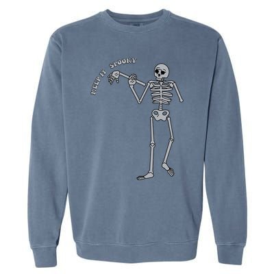 Stay And Keep It Spooky Cute Little Ghost Skeleton Halloween Great Gift Garment-Dyed Sweatshirt