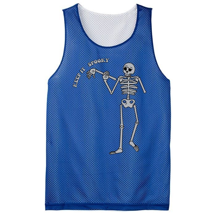 Stay And Keep It Spooky Cute Little Ghost Skeleton Halloween Great Gift Mesh Reversible Basketball Jersey Tank