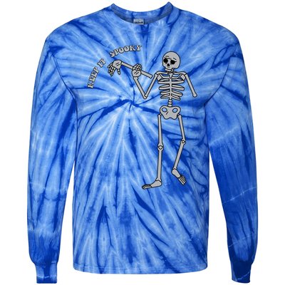 Stay And Keep It Spooky Cute Little Ghost Skeleton Halloween Great Gift Tie-Dye Long Sleeve Shirt