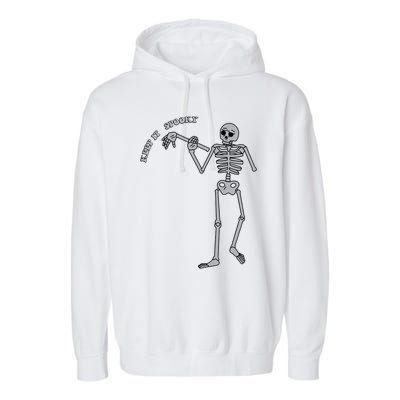 Stay And Keep It Spooky Cute Little Ghost Skeleton Halloween Great Gift Garment-Dyed Fleece Hoodie