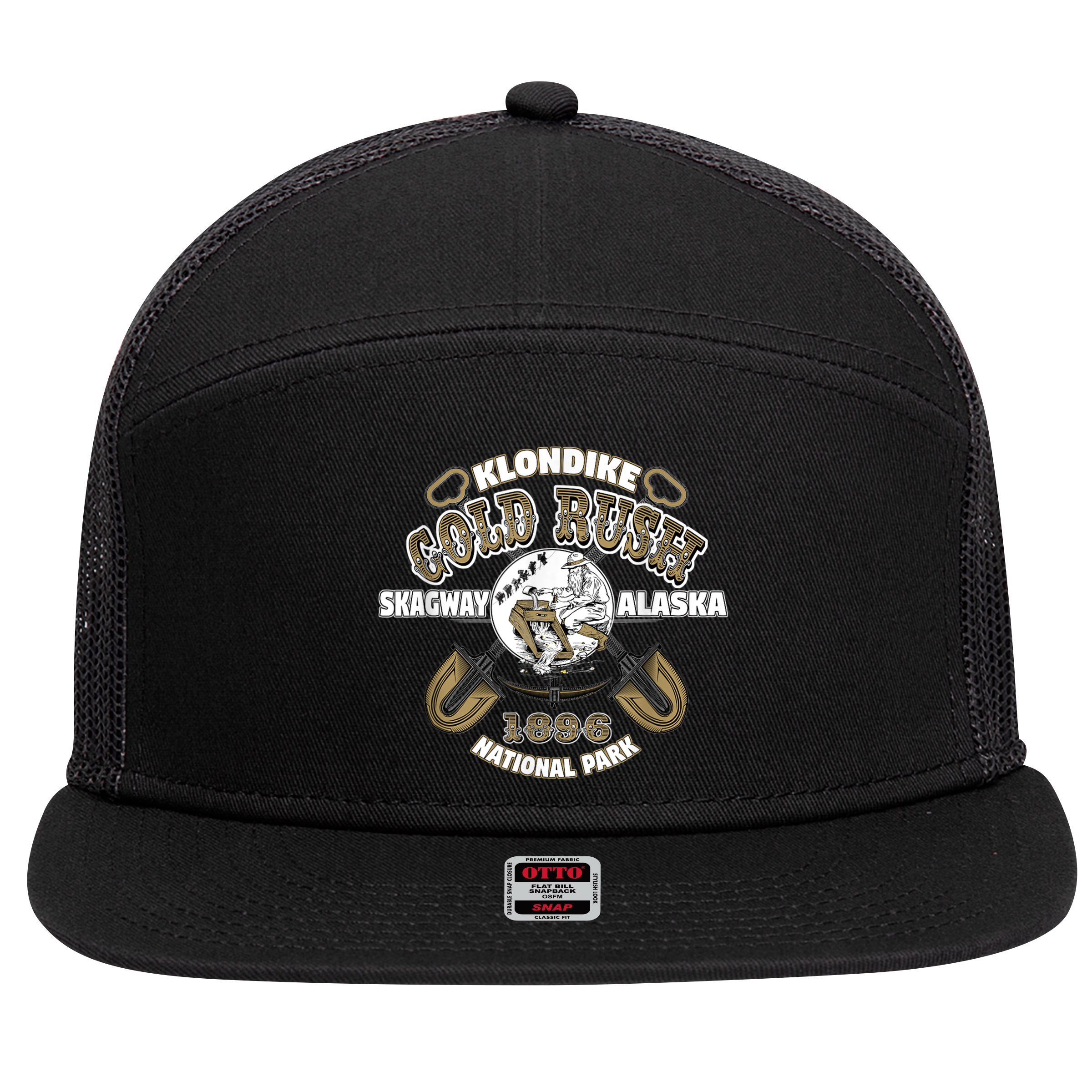 Skagway Alaska Klondike Gold Rush Souvenir 7 Panel Mesh Trucker Snapback Hat