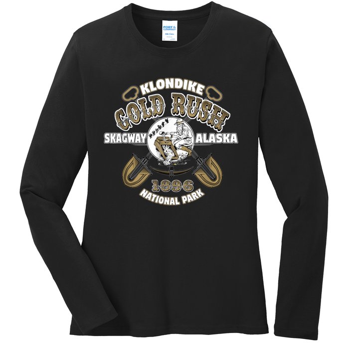 Skagway Alaska Klondike Gold Rush Souvenir Ladies Long Sleeve Shirt