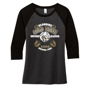 Skagway Alaska Klondike Gold Rush Souvenir Women's Tri-Blend 3/4-Sleeve Raglan Shirt