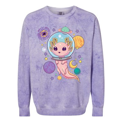 Space Axolotl Kawaii Pastel Goth Anime Aesthetic Nu Goth Colorblast Crewneck Sweatshirt