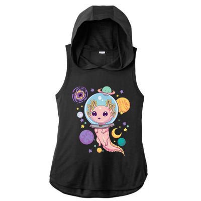 Space Axolotl Kawaii Pastel Goth Anime Aesthetic Nu Goth Ladies PosiCharge Tri-Blend Wicking Draft Hoodie Tank