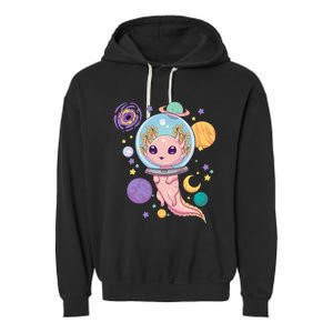 Space Axolotl Kawaii Pastel Goth Anime Aesthetic Nu Goth Garment-Dyed Fleece Hoodie