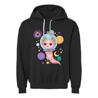 Space Axolotl Kawaii Pastel Goth Anime Aesthetic Nu Goth Garment-Dyed Fleece Hoodie