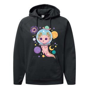 Space Axolotl Kawaii Pastel Goth Anime Aesthetic Nu Goth Performance Fleece Hoodie