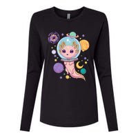 Space Axolotl Kawaii Pastel Goth Anime Aesthetic Nu Goth Womens Cotton Relaxed Long Sleeve T-Shirt