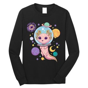 Space Axolotl Kawaii Pastel Goth Anime Aesthetic Nu Goth Long Sleeve Shirt