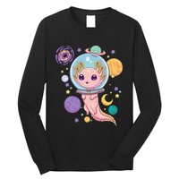 Space Axolotl Kawaii Pastel Goth Anime Aesthetic Nu Goth Long Sleeve Shirt