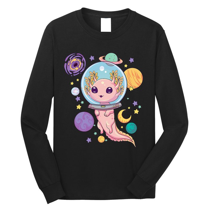 Space Axolotl Kawaii Pastel Goth Anime Aesthetic Nu Goth Long Sleeve Shirt