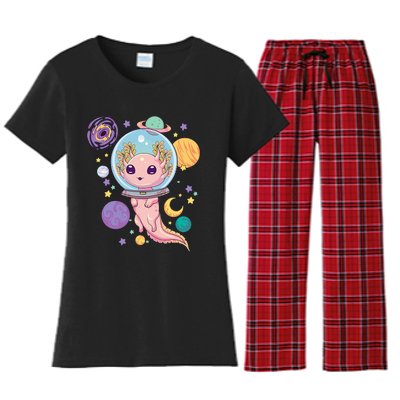 Space Axolotl Kawaii Pastel Goth Anime Aesthetic Nu Goth Women's Flannel Pajama Set