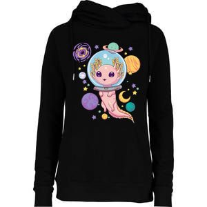 Space Axolotl Kawaii Pastel Goth Anime Aesthetic Nu Goth Womens Funnel Neck Pullover Hood