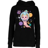 Space Axolotl Kawaii Pastel Goth Anime Aesthetic Nu Goth Womens Funnel Neck Pullover Hood