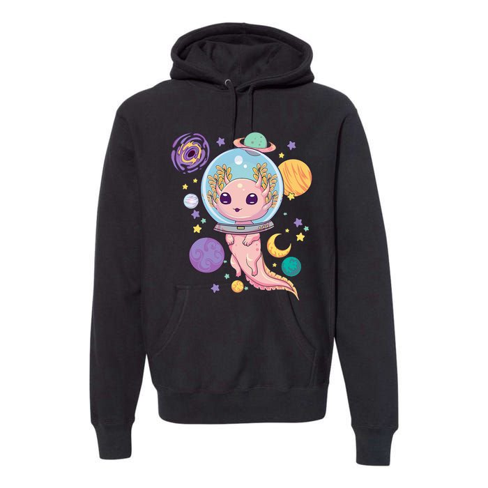 Space Axolotl Kawaii Pastel Goth Anime Aesthetic Nu Goth Premium Hoodie