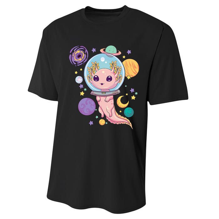 Space Axolotl Kawaii Pastel Goth Anime Aesthetic Nu Goth Performance Sprint T-Shirt