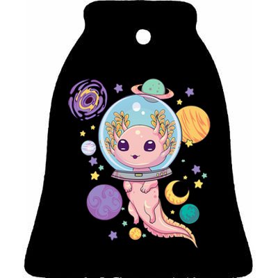 Space Axolotl Kawaii Pastel Goth Anime Aesthetic Nu Goth Ceramic Bell Ornament