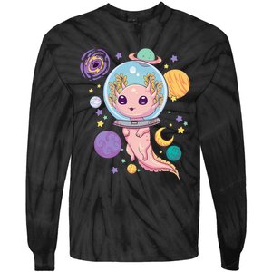 Space Axolotl Kawaii Pastel Goth Anime Aesthetic Nu Goth Tie-Dye Long Sleeve Shirt