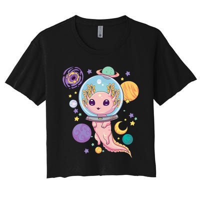 Space Axolotl Kawaii Pastel Goth Anime Aesthetic Nu Goth Women's Crop Top Tee