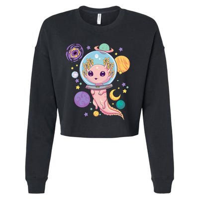 Space Axolotl Kawaii Pastel Goth Anime Aesthetic Nu Goth Cropped Pullover Crew