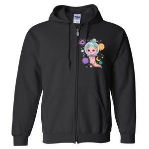 Space Axolotl Kawaii Pastel Goth Anime Aesthetic Nu Goth Full Zip Hoodie