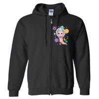 Space Axolotl Kawaii Pastel Goth Anime Aesthetic Nu Goth Full Zip Hoodie